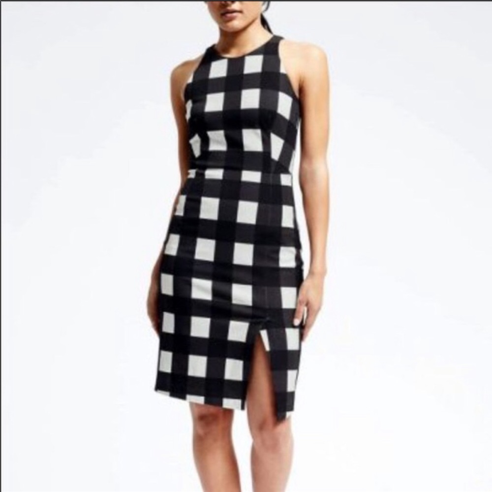 Banana Republic Buffalo Check Sheath Dress Size 0P